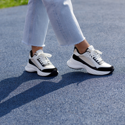 Sneakersy damskie premium - PINKO ARIEL 07 BIAŁO-CZARNE