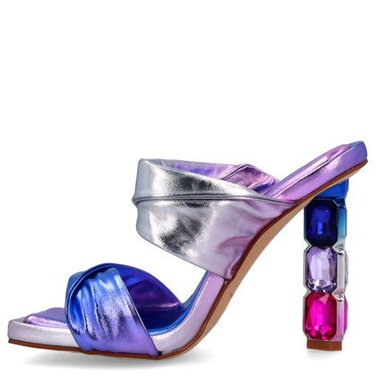 Hiszpańskie klapki na zdobnym obcasie - ALMA EN PENA V240504 FIOLETOWE