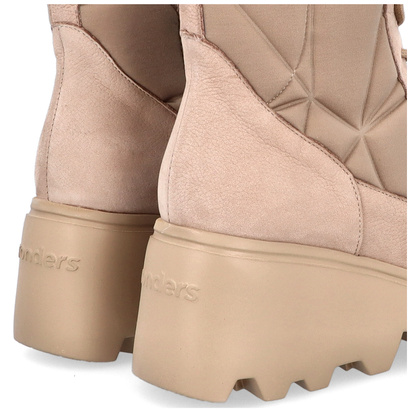 Skórzane botki na platformie - WONDERS G-7004 JASNY BRĄZ