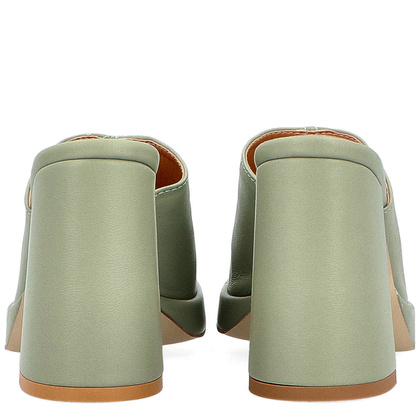 Designerskie klapki na słupku - TYMOTEO U1006 OLIWKOWE