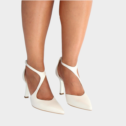 Szpilki ślubne z paskami - KOTYL 8507 BIAŁE PERŁOWE