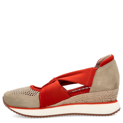 Hiszpańskie sneakersy na koturnie - GIOSEPPO 74059 BEŻOWO-CZERWONE