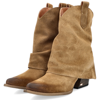 Kowbojki z wywijaną cholewką - CHEBELLO 4594 BRĄZOWE