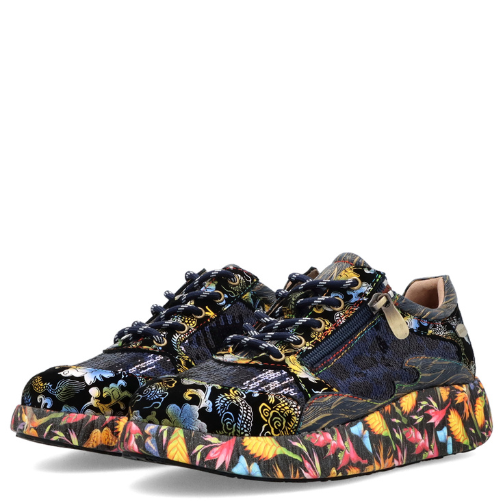 Zdobne sneakersy damskie - LAURA VITA NIKITO 09 GRANATOWE