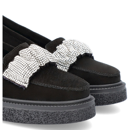 Eleganckie mokasyny z ozdobą - TYMOTEO L1055 CZARNE