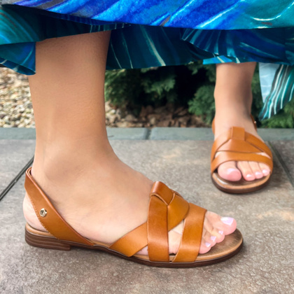 Płaskie sandały skórzane - LEMAR 40185 BRĄZOWE