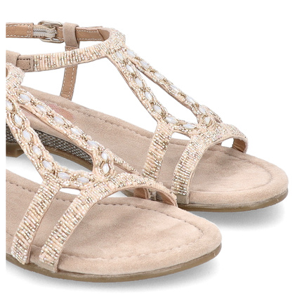 Zamszowe sandały damskie - LAZAMANI LA85570 BEŻOWE