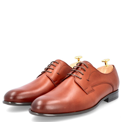 Skórzane półbuty męskie - TAPI C-6951 BRĄZOWE