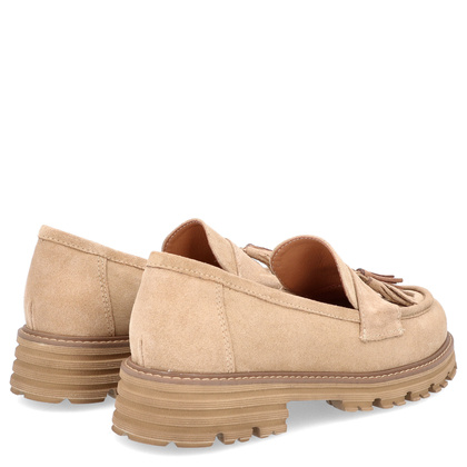 Lekkie mokasyny z chwostami - TYMOTEO L1056 BEŻOWE