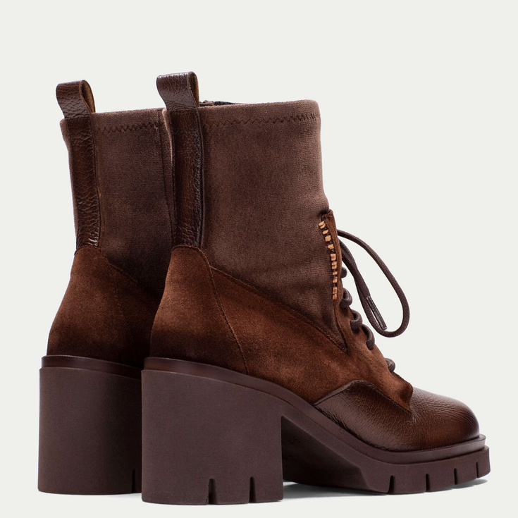 Sznurowane botki na obcasie  - HISPANITAS HI254281 CZEKOLADOWE