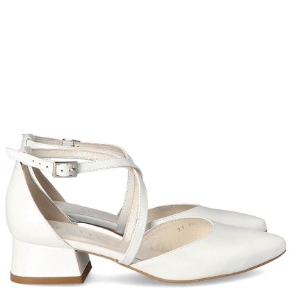 Czółenka ślubne na 4 cm obcasie - KOTYL 9917 ECRU PERŁOWE