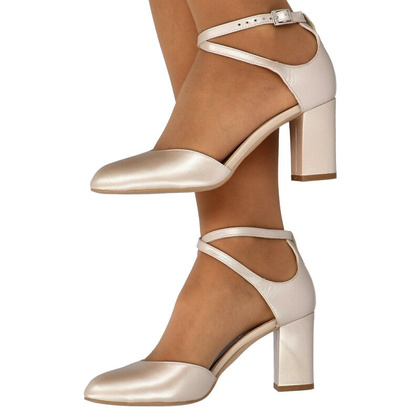 Czółenka z zapięciem - KOTYL 7101 PERŁOWE