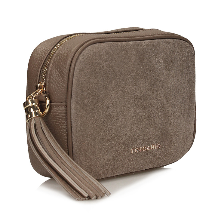 Klasyczna listonoszka ze skóry- TOSCANIO G88 CIEMNY BEŻ