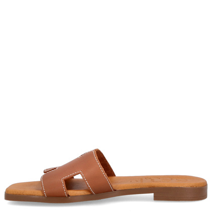 Wygodne klapki ze skóry - OH! MY SANDALS 5566 BRĄZOWE