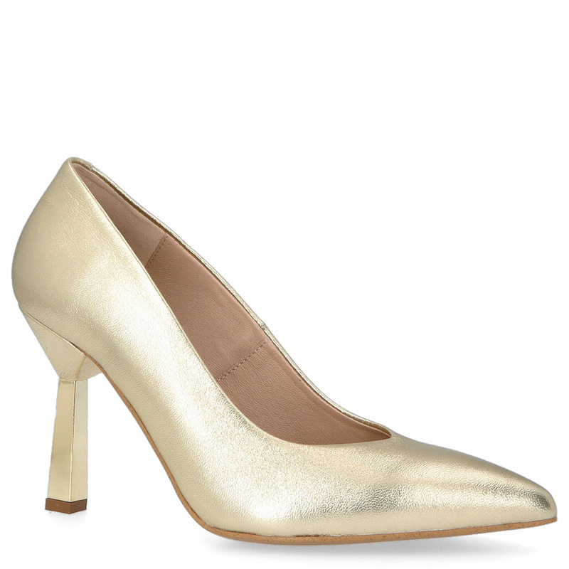 Szpilki z kontrastowym obcasem - KOTYL 8509 ZŁOTE