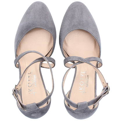 Taneczne czółenka ze skóry - KOTYL 7075 SZARE