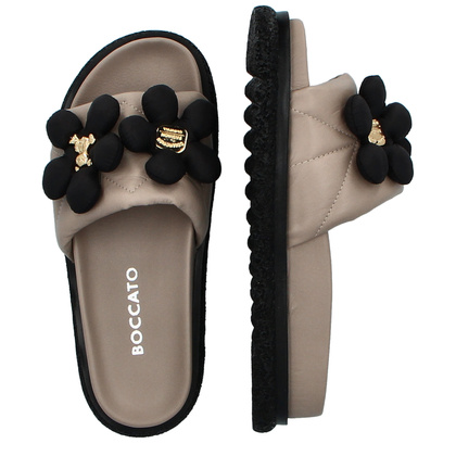 Skórzane klapki damskie - BOCCATO 475.068 BEŻOWE