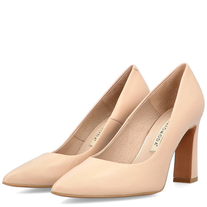 Czółenka na designerskim slupku - BRAVO MODA 0063 BEŻ