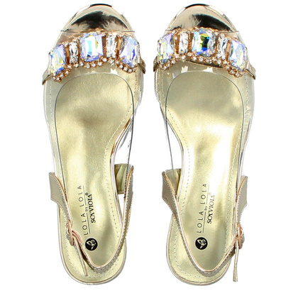 Sandały na ozdobnym obcasie - SCAVIOLA S-144 ZŁOTE