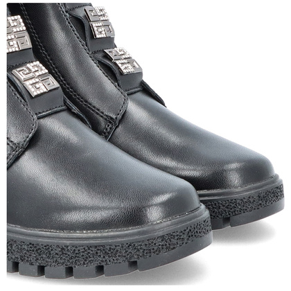 Skórzane botki z ozdobami - FILIPPO DBT6360/24 CZARNE