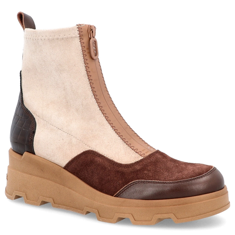 Hiszpańskie botki na platformie - HISPANITAS CHI243711 BRĄZOWO-BEŻOWE