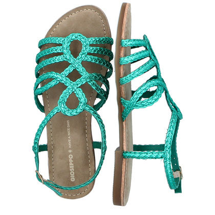 Skórzane płaskie sandałki - GIOSEPPO 71746 TURKUSOWE
