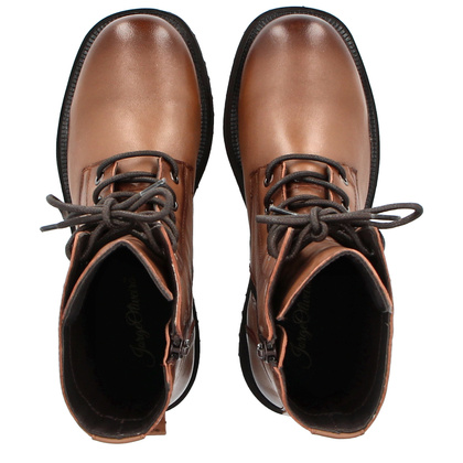 Sznurowane workery skórzane - JARGE OLIVIERA 48 BRĄZOWE