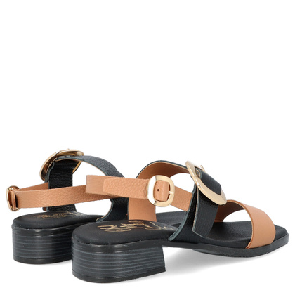 Eleganckie sandały ze skóry - OH! MY SANDALS 5609 CZARNO BRĄZOWE