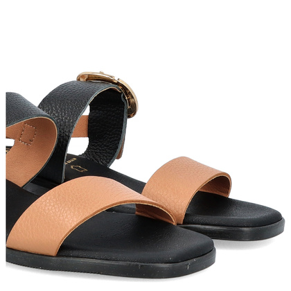 Eleganckie sandały ze skóry - OH! MY SANDALS 5609 CZARNO BRĄZOWE