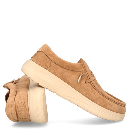 Lekkie mokasyny męskie - HEY DUDE WALLY COMF SUEDE 41975 CAMEL
