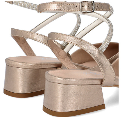 Czółenka z ozdobnymi paseczkami - KOTYL 9939 ZŁOTE