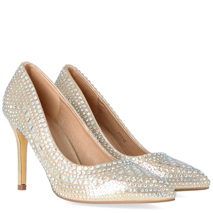 Błyszczące szpilki z kamieniami - MENBUR 23345 ZŁOTO