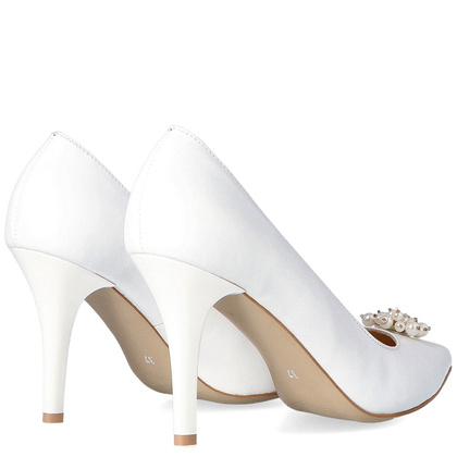 Ślubne szpilki z perełkami - TYMOTEO L2005 BIAŁE