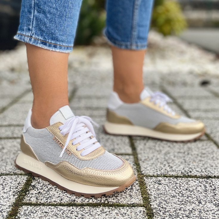 Hiszpańskie sneakersy - HISPANITAS BHV243231 BIAŁO-ZŁOTE