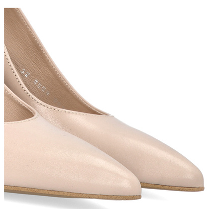 Szpilki z kontrastowym obcasem - KOTYL 8509 BEŻOWE