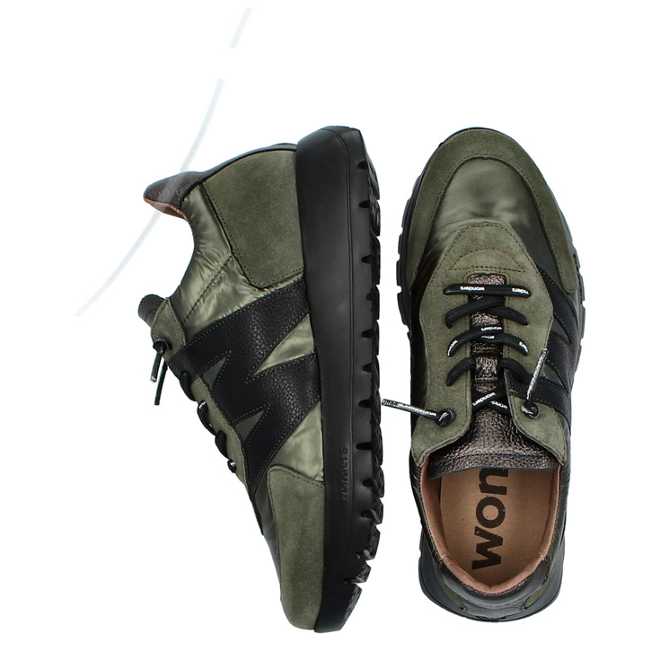 Hiszpańskie sneakersy premium - WONDERS A-2464 KHAKI