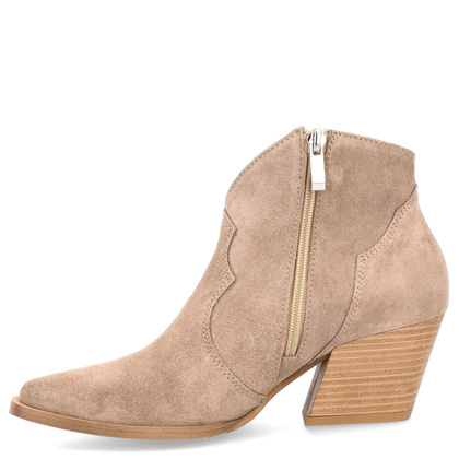 Krótkie kowbojki ze skóry - TYMOTEO G1074 BEŻOWE