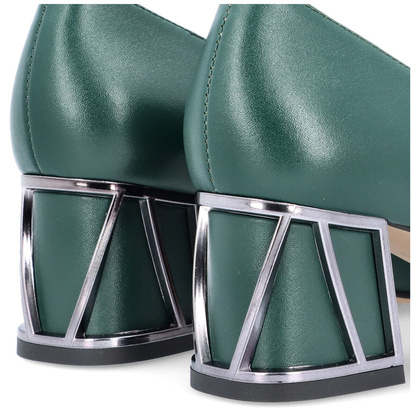 Skórzane czółenka w szpic - KOTYL 5435 ZIELONE