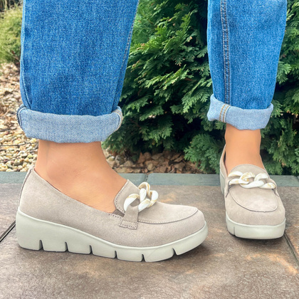 Skórzane mokasyny damskie - FILIPPO FILIPPO DP4128/24 BEŻOWY