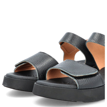 Skórzane sandały zapinane na rzep - OH! MY SANDALS 5650 CZARNE