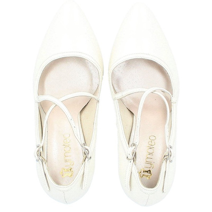 Ślubne szpilki z paskami - TYMOTEO BARA PERŁOWE ECRU