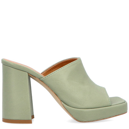 Designerskie klapki na słupku - TYMOTEO U1006 OLIWKOWE