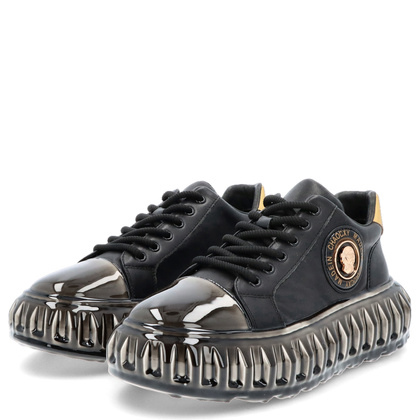 Skórzane sneakersy męskie - JOHN DOUBARE CC2881 CZARNE