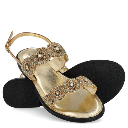 Eleganckie zdobne sandały - LEJADE 3755 ZŁOTE