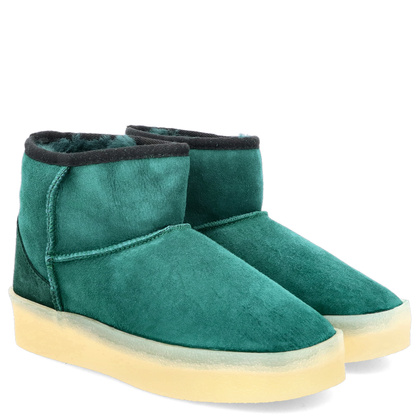 Skórzane śniegowce damskie - RAVINI 23 260 ZIELONE