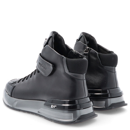 Męskie sneakersy za kostkę - JOHN DOUBARE R6576 CZARNE