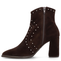 Skórzane botki na słupku - WONDERS M-5431 BRĄZOWE