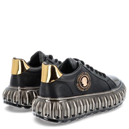 Skórzane sneakersy męskie - JOHN DOUBARE CC2881 CZARNE