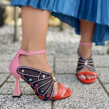 Ekskluzywne sandały słupku - SCAVIOLA S-199 KOLOROWE