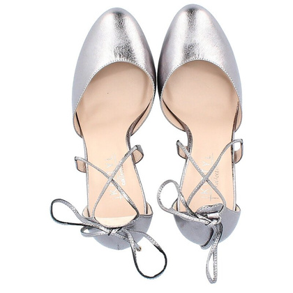 Wiązane na kostce, taneczne - KOTYL 5899 SREBRNE